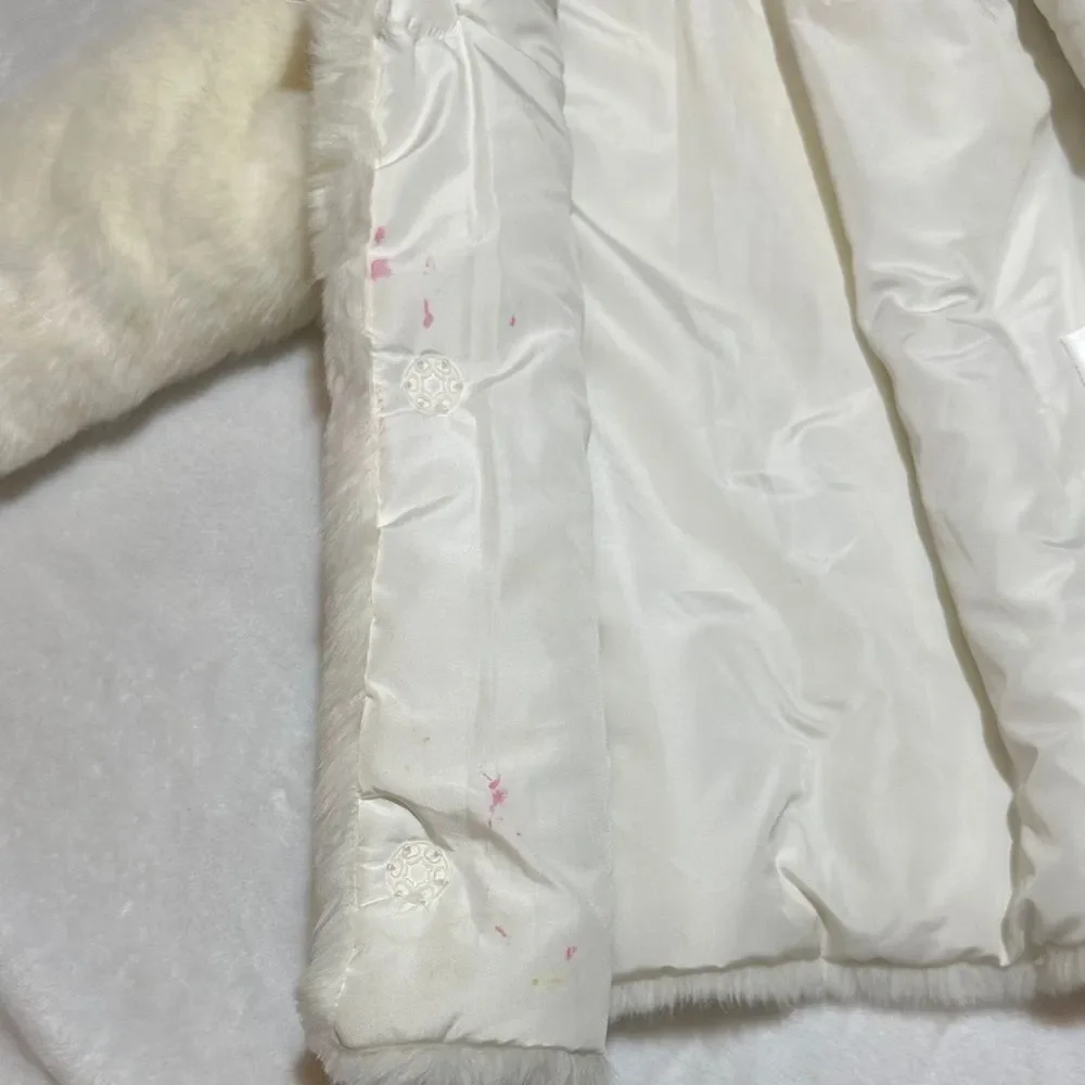 Edgehill collection Elegant Cream Faux Fur Kids Coat 24mo
